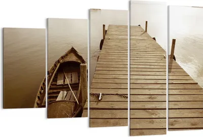Produktbild von Bild auf Leinwand - Leinwandbild - 5 Teile - Brücke Boot Sepia - 150x100cm - Wand Bild - Wanddeko - Wandbilder - Leinwanddruck - Bilder - Wanddekoration - Leinwand bilder - Wandbild - EG150x100-4135
