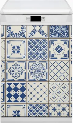 Produktbild von Magnet Folie für Geschirrspüler Magnete  Geschirrspüle Magnet für Spülmaschine 45x80 cm Dekor - Fliesenblau