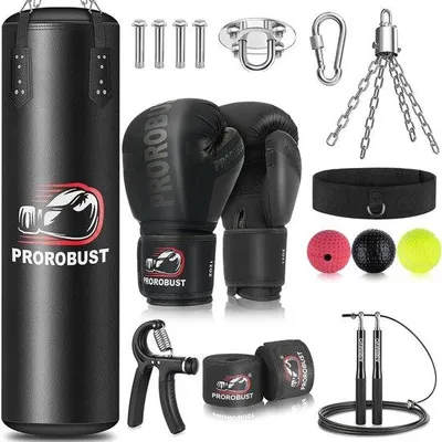 Produktbild von Famanu Boxsackset 120 cm mit 12 oz Handschuhen - für Home Gym und Kickboxen