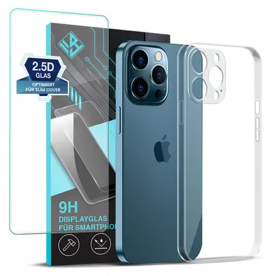Produktbild von Handyhülle für Apple iPhone 15 Pro mit 9H Displayglas Displayschutz Hülle Transparent Flexibel Elastisch Case Cover Backcover Schutzhülle