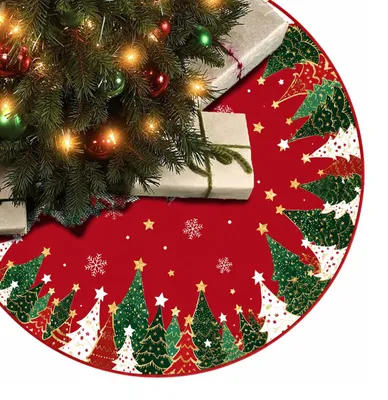 Weihnachtsbaumdecke 120 cm rund rot-grün