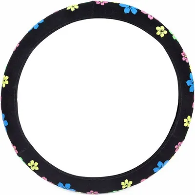 Produktbild von Bezug Volan aus schwarzem Textil mit Blumen, 37–39 cm