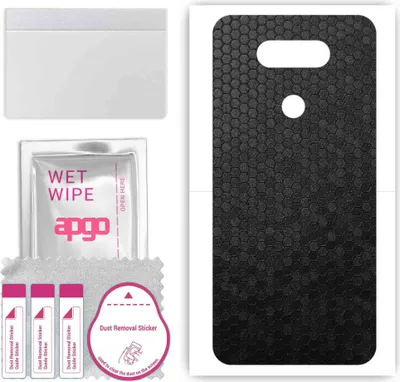 Produktbild von apgo Rückseite Schutzfolie, Skin, kompatibel mit LG K31, Hinten Displayschutzfolie aus Vinylfolie, kratzfest, einfache Montage - Schwarze Honigwabe