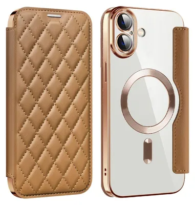 Produktbild von Für Apple iPhone 16 Plus 360 Grad Full Body Magsafe RFID Anti Datenklau Kunst Leder Hülle Tasche Braun