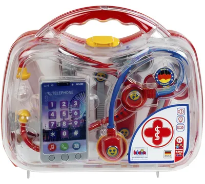Productafbeelding van Doctor's kit with smartphone and electronic thermometer - KLEIN - 4368 - Unisex - 3 years - Red
