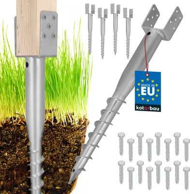 Zdjęcie produktu dla KOTARBAU® 4 szt. Wspornik słupka U do wkręcenia 90x710mm stal ocynkowana tuleja wbijana tuleja wbijana tuleja gruntowa podstawa słupka śruba U kotwa gruntowa kotwa gruntowa szpilka słupek drewniany altana płot ogrodzenie ogrodowe
