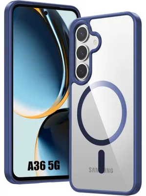 Image de Coque pour Samsung Galaxy A36 5G avec Anneau Magnétique, Protection Silicone et PC Antichoc Bleu Marine