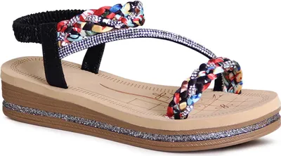 Produktbild von topschuhe24 2776 Damen Glitzer Plateau Sandalen Riemchen Sandaletten, Farbe:Schwarz, Größe:40 EU