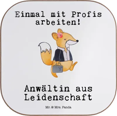 Produktbild von Mr. & Mrs. Panda Untersetzer Glas Anwältin Leidenschaft - Weiß - Geschenk, Beruf, Lustig, weinuntersetzer, Spruch, Staatsexamen, Tasse, für Gläser, Anwaltskanzlei