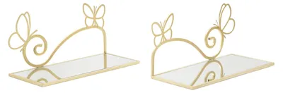 Immagine prodotto di Mauro Ferretti staffa da parete a farfalla set di 2 pezzi 41,5x18x21 cm oro