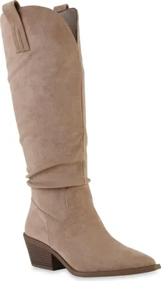 Produktbild von VAN HILL Damen Cowboystiefel Stiefel Spitze Trichterabsatz Western Schuhe 841892, Farbe: Khaki, Größe: 37