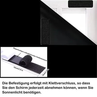Produktbild von Verdunklungsstoff ohne Bohren mit Klettverschluss Schneidbar, 135x200cm Fensterfolie Sonnenschutz, Verdunklungsfolie für Fenster Dachfenster