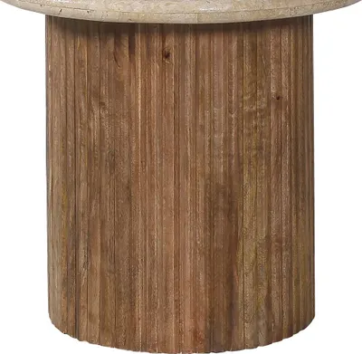Zdjęcie produktu dla Stolik boczny Louis | Ø50 x 45 cm | Trawertyn beżowy