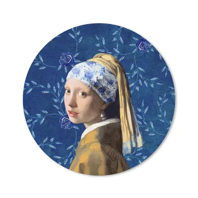 Produktbild von MuchoWow® Mauspad Mousepad Mädchen mit Perlenohrring - Delfter Blau - Vermeer - Blumen - Gemälde - Alte Meister 20x20 cm - Mousepads - Maus Mat - Pad - Mausunterlage - Schreibtischmatte
