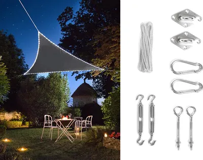 Produktbild von Solar Sonnensegel LED Dreieck Terrassensegel in Grau 5,6m² & Ösenset für Balkon