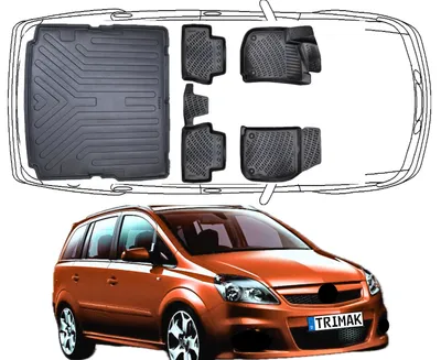 Produktbild von 3D Fußmatten & Kofferraumwanne Auto Set Kompatibel mit Opel Zafira B 2005–2014 ** Sitzordnung für 5 Personen **