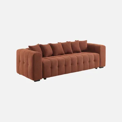 Produktbild von sweeek - 3-Sitzer Schlafsofa mit Stauraum und strukturiertem Bouclé-Bezug - Terracotta