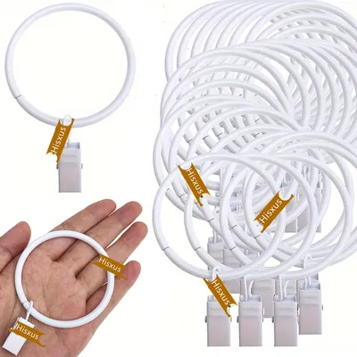 Imagen del producto de Anillos para cortinas, blancos, de 50 mm, paquete de 40 unidades, para barras de cortina