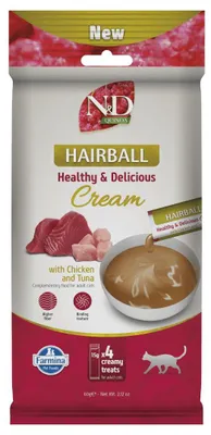 Zdjęcie produktu dla FARMINA N&D QUINOA CAT HAIRBALL przysmak dla kota kurczak tuńczyk 4x15g