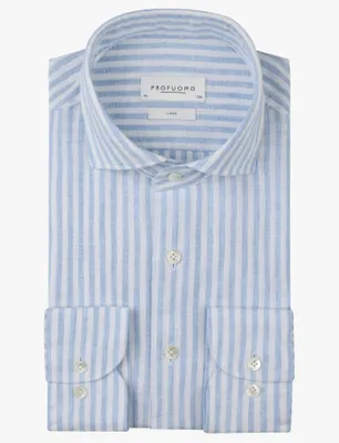 Produktbild von Hellblau gestreiftes Hemd Profuomo Regular Fit Leinen