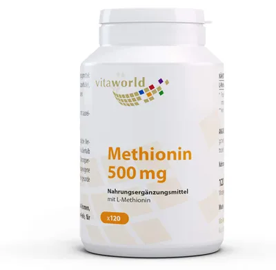 Produktbild von Vitaworld Methionin 500 mg Kapseln, 120 St. Kapseln