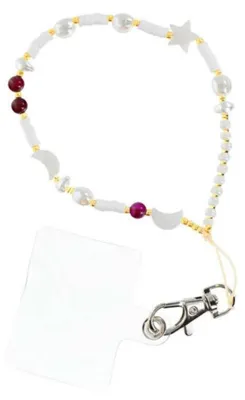 Produktbild von MUSHLE Anhänger passend für Telefon / Schnurlänge 44cm (22cm in Schlaufe) / Armband - weiß und lila