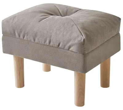 Immagine prodotto di Pouf ottomano con seduta imbottita e gambe in legno, colore grigio