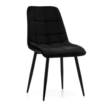 Obrázek produktu pro Jídelní židle NEW HOME CHIC čalouněná s prošíváním - černá - moderní sametový velur