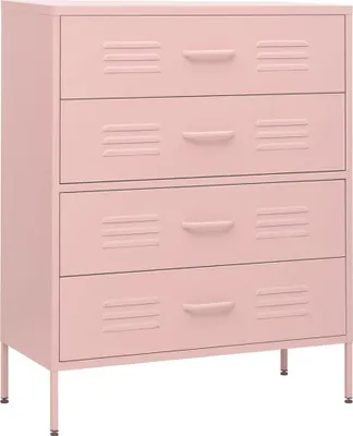 Zdjęcie produktu dla Szafka z szufladami, różowa, 80x35x101,5 cm, stalowa