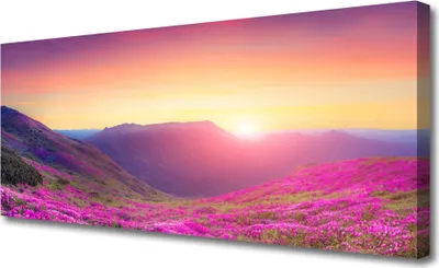 Produktbild von Tulup Leinwand-Bilder 125x50 Wandbild Canvas Kunstdruck Sonne Gebirge Wiese Natur