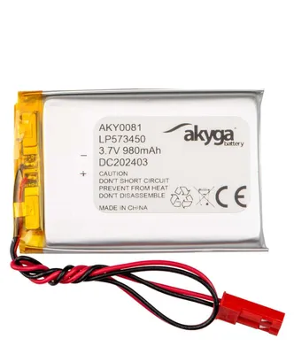 Obrázek produktu pro Akyga AKY0081, Baterie, Stříbrná, Lithium-ion (Li-ion), 980 mAh, 3,7 V, 34 mm