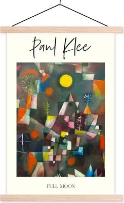 Produktbild von MuchoWow® Textilposter Paul Klee - Kunst - Vollmond 120x180 cm mit holzfarbenen Rahmen - Textil-Plakat