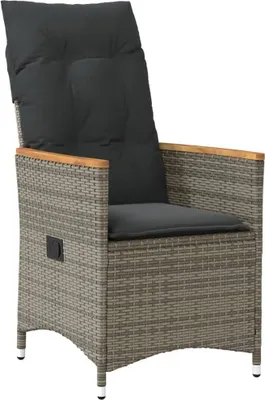 Image de vidaXL Fauteuil de jardin Réglable avec coussin Gris Poly Rattan