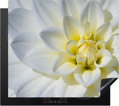 Produktbild von KitchenYeah© Herdabdeckplatte Blumen - Blütenblätter - Weiß , 58x51cm, Küche Deko, Glaskeramikkochfeld Herdabdeckung, Abdeckplatte fùr Kochfeld