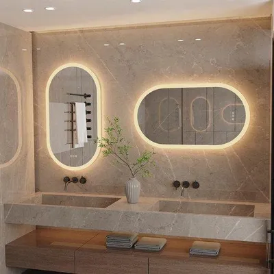 Immagine prodotto di Specchio da parete ovale con illuminazione, 50x80 cm, antiappannamento