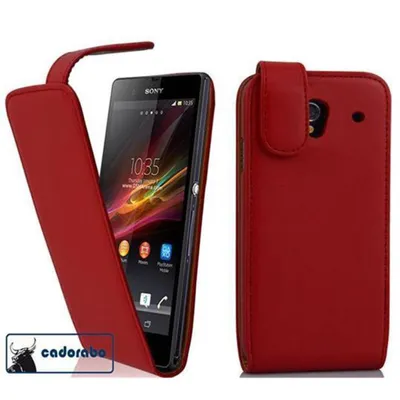 Produktbild von Cadorabo Hülle für Sony Xperia Z1 Schutzhülle in Rot Flip Handyhülle Case Cover Etui Kunstleder