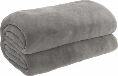 A folded gray blanket on a white background.