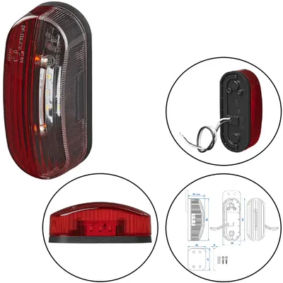 Produktbild von LED Positionsleuchte rechts Rot Weiß 12V Begrenzungsleuchten Anhänger Wohnwagen