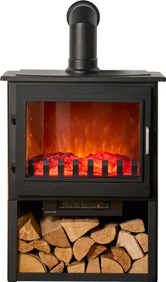 Obrázek produktu pro Sureflame Marlow 3-stranný elektrický krb v matné černé barvě s přihrádkou na dřevo a zahnutým kouřovodem