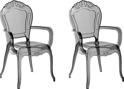 Obrázek produktu pro BELIANI Sada 2 jídelních židlí průhledný černý akryl s pevným opěradlem stohovatelné moderní vintage styl