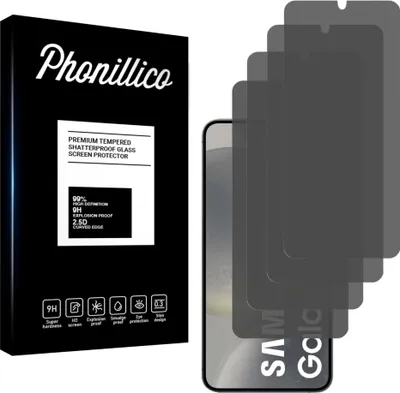 Immagine prodotto di Vetro temperato anti-spia per Samsung Galaxy S24 [4 pezzi] Pellicola protettiva nera Privacy Antigraffio Vetro Resistente Phonillico