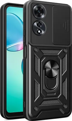 Produktbild von Hülle für Oppo A60 Magnetische Ring Ständer Halter Dia Kameraschutz TPU Bumper Silikon Schutzhülle Schwarz