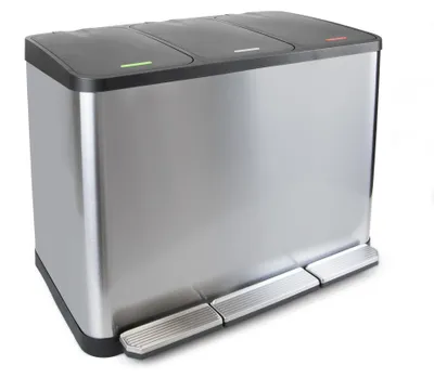 Zdjęcie produktu dla Emuca Pojemnik do recyklingu z pedałem Recycle Inox, 3x15 litrów, Stal nierdzewna