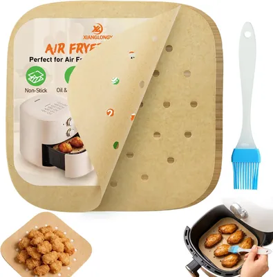 Obrázek produktu pro Čtvercové pečicí papíry do fritézy – sada 200 kusů – pečicí papír pro fritézu – pergamenový papír do fritézy