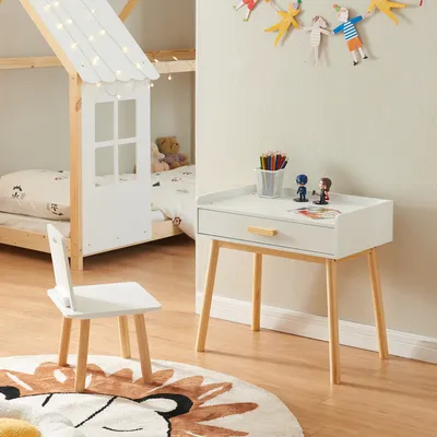 Produktbild von Kinderschreibtisch mit Stuhl 'Skjervøy' Holz/Weiß