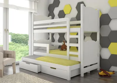 Obrázek produktu pro Patrová postel s přistýlkou a matracemi 80x180 JEPNORA - bílá