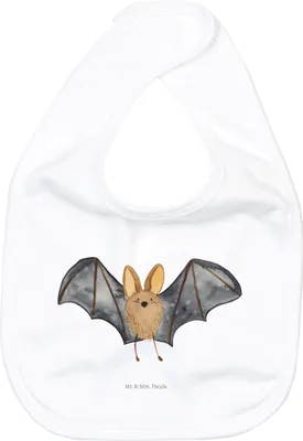 Produktbild von Mr. & Mrs. Panda Lätzchen Fledermaus Flügel - Weiß - Geschenk, Babylätzchen, Sabber, Baumwoll-Lätzchen, Lustige Sprüche, Baumwolle, Für Babys