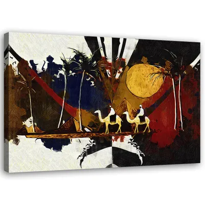 Produktbild von Leinwandbild afrikanische landschaft 100x70 cm Feeby braun wandbild bereit zum aufhängen