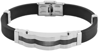 Produktbild von Akzent Das Schmuckarmband aus Kautschuk und Edelstahl in silberfarbig mit IP Black-Beschichtung