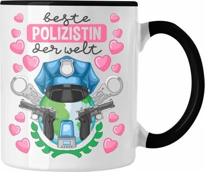 Produktbild von Trendation - Beste Polizistin Geschenk Tasse mit Spruch Geschenke Polizei Frauen Lustig Blaulichtmilieu (Schwarz)